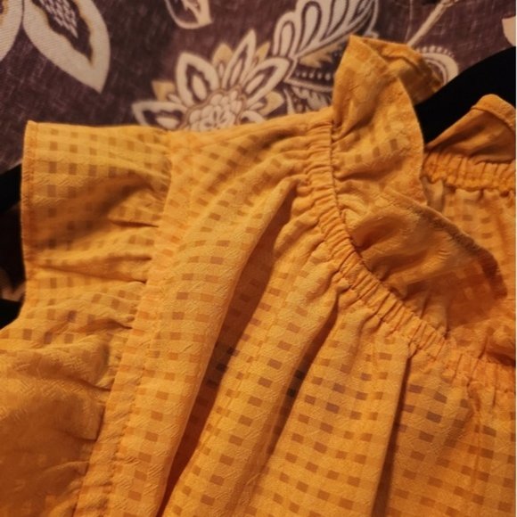 Yellow Ruffle neck and sleeve shirt - Picture 2 of 2